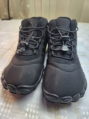 Women's Black Winter Lace-Elastic Waterproof Boots